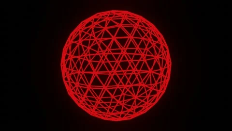 Rotating red wireframe sphere or circle isolated on black background. Stock Footage 137647913