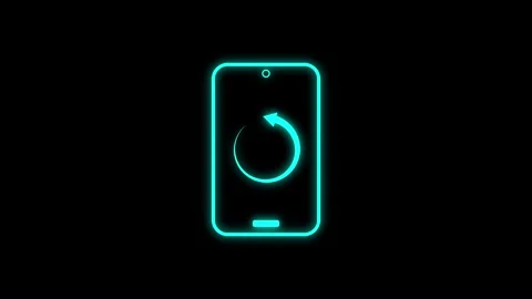 Rotating refresh icon within outline of smart phone on black background wit.. 库存影片 333220636