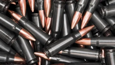 Rotating rifle ammo Stock Footage 131264832