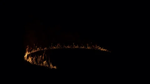 Rotating Ring of Flames for Ritual or Magic Scenes - Isolated Stock Footage 332063497