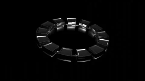 Rotating ring made of metallic elements on a black background. looped animation. Stock Footage 241472154