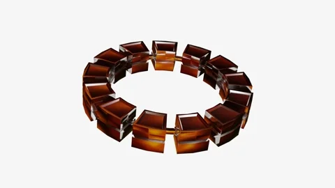 Rotating ring made of metallic elements on a white background. looped animation. Stock Footage 241472165