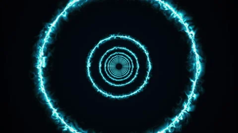 Rotating rings of energy form an long tunnel, computer generated. 3d rendering Stock Footage 147099341