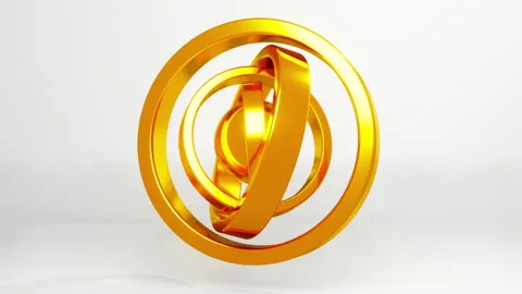 Rotating rings of gold Stock Footage 158614445