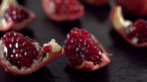 Rotating ripe red garnet closeup. Video stock 69957155