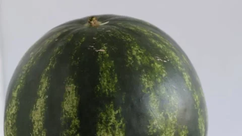 Rotating ripe watermelon on a light background Stock Footage 159192866