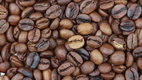 Rotating Roasted Brown Coffee Beans Stock-Footage 164179270