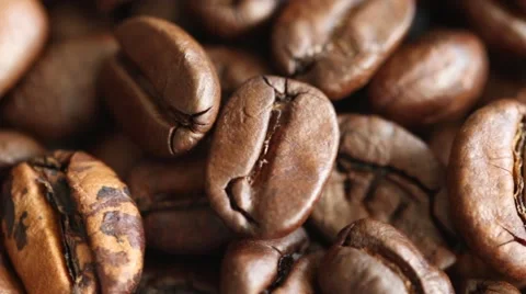 Rotating roasted coffee beans background concept Stock Footage 68278659