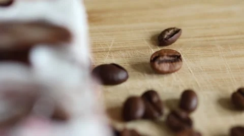 Rotating roasted coffee beans concept chocolate cream cake Stock Footage 68431344