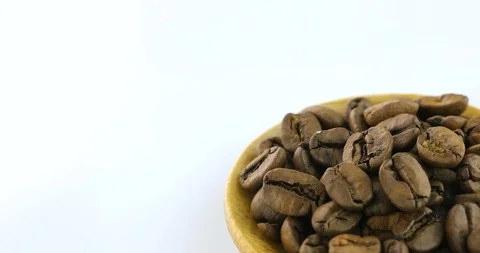 Rotating Roasted Coffee Beans Isolated on White Background Stock Footage 102812383