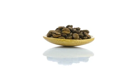Rotating Roasted Coffee Beans Isolated on White Background Stock Footage 102813503