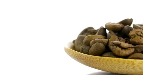 Rotating Roasted Coffee Beans Isolated on White Background Stock Footage 102813990