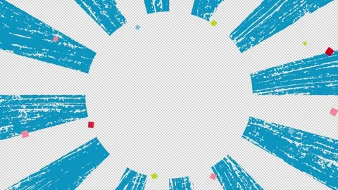 Rotating Rough Brushstroke Lines with Confetti Background on Alpha: blue Stock Footage 310497941