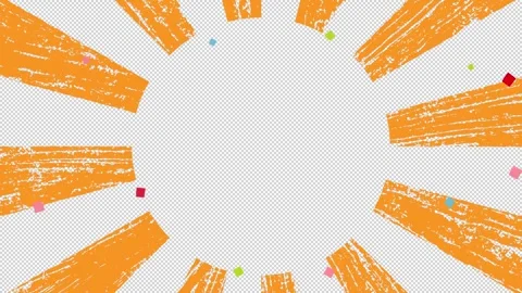 Rotating Rough Brushstroke Lines with Confetti Background on Alpha: orange Stock Footage 310497969