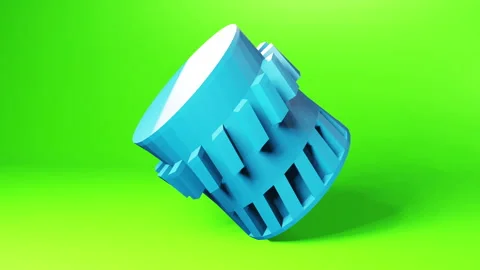 Rotating round and cylinder shaped abstract machinery part with bright color Video stock 233554893