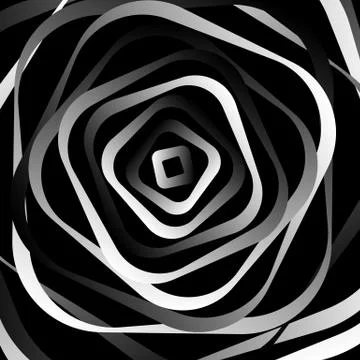Rotating rounded corner squares. Abstract monochrome graphic. Illustrazione stock