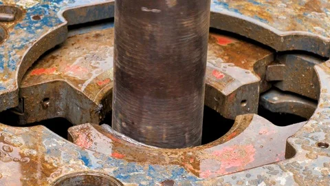 Rotating rusty pipe at the refinery Stock Footage 127368262