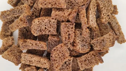 Rotating rye bread crackers Stock Footage 167026250