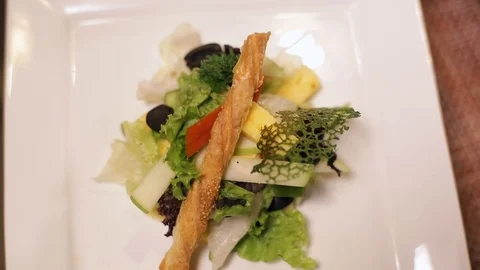 Rotating Salad Plate Video stock 122767923