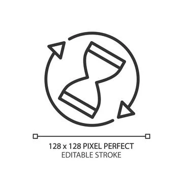 Rotating sand clock pixel perfect linear icon Illustrazione stock