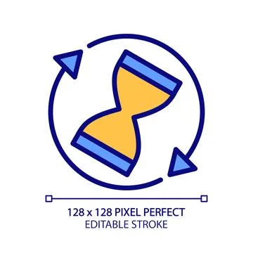 Rotating sand clock pixel perfect RGB color icon Stock Illustration