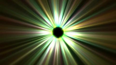 Rotating Sci-Fi Light with Colorful Beams Emitting from Spherical Black Hole Stock Footage 334019968