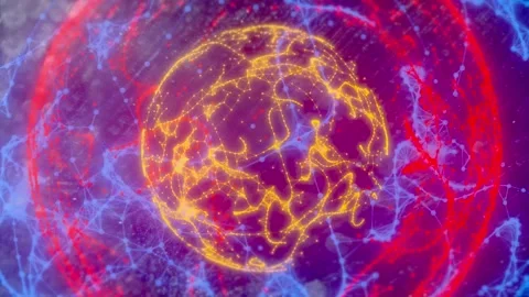 Rotating Sci Fi Magic Spheres.Spherical Multicolored Animation. 4K Video stock 292871470