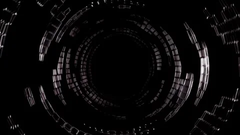 Rotating Sci-Fi Tunnel Loop – Futuristic Metal Bars &amp; Forward Motion Video stock 306336365