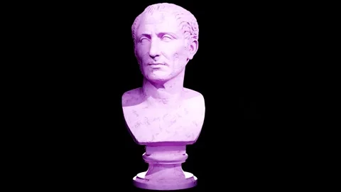 Rotating Sculpture of Farnese Caesar Digital Sculpture Stock Footage 338010325
