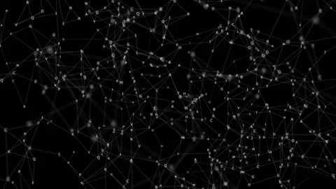 Rotating semantic core. A cloud of letters.Technology Interface - Computer Data Stock Footage 97782718