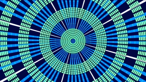Rotating shapes and rays on blue background, loop Stock Footage 142610914