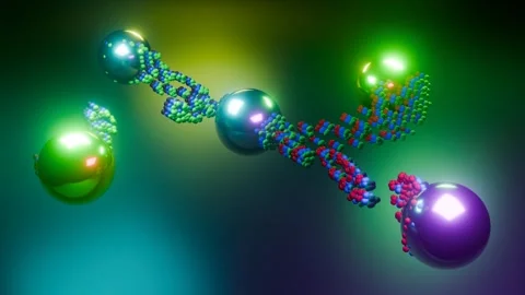 Rotating Shapes with Particles 4K VJ Loop - Dynamic Music Background Animati Stock Footage 300079405