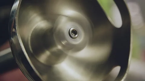 Rotating sharp metal hand blender blades close up, macro. Studio lighting Stock Footage 273561706