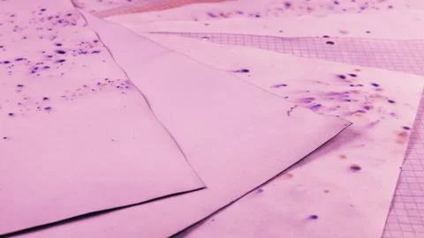Rotating sheets of handmade paper in soft lilac and purple tones. Stock-Footage 330257264