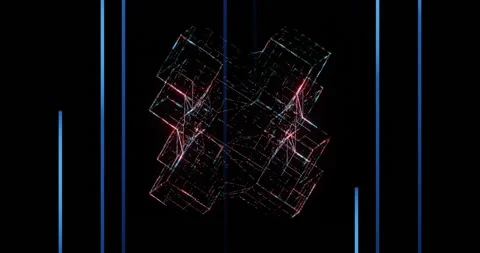 Rotating shiny futuristic regular geometry object transforms rotating loop 2 Stock Footage 170000527