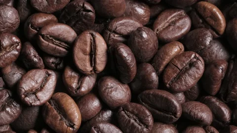 Rotating shot of delicious roasted coffee beans Stock Footage 197377401