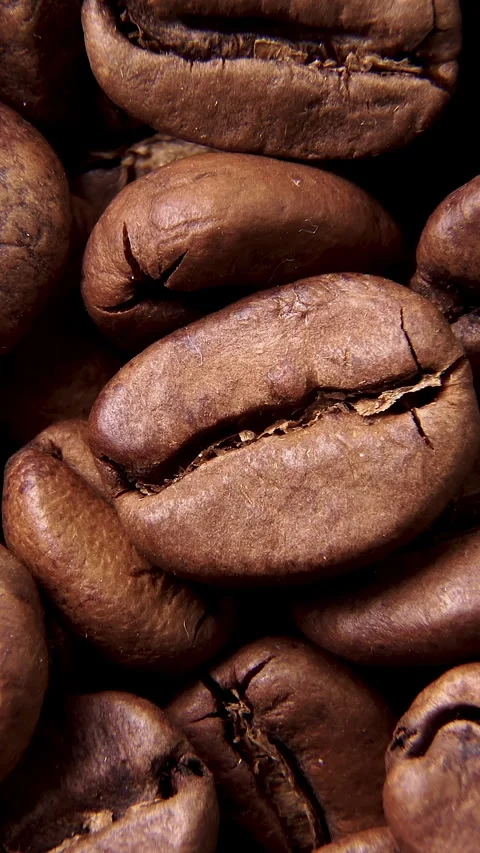 Rotating shot of delicious roasted coffee beans Stock Footage 258595908