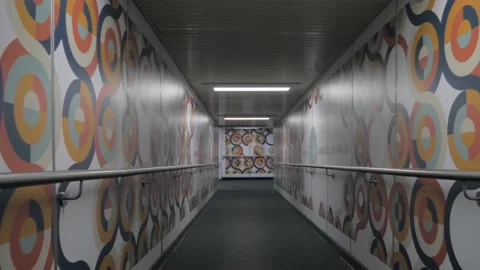 Rotating Shot At Empty Airport Corridor, Covid19 Stock Footage 130277836
