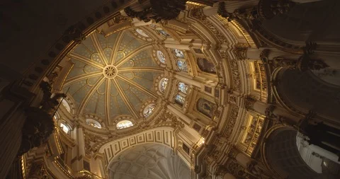 Rotating shot inside Cathedral Dome, Granada, Spain,4k Stock Footage 116507131