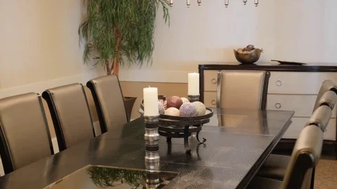 Rotating shot of a modern dining room table Stock Footage 75794815