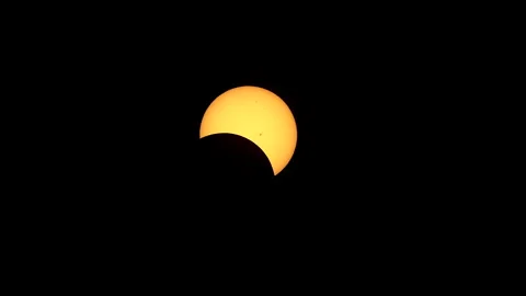 Rotating shot of the partial phase of a solar eclipse, simulating a Stock Footage 272406185