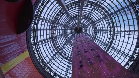 Rotating shot of the Shot Tower inside Melbourne Central Stock Footage 100453087