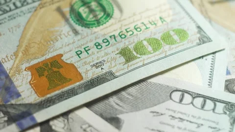 Rotating showcase of american dollars front footage. Close up Stock Footage 274471393