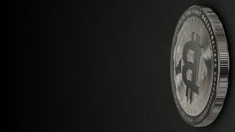 Rotating Silver Bitcoin Coin Edge View Financial Loop 스톡 동영상 342707651