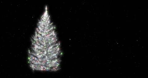 Rotating silver Christmas tree with decorations and sparkling multi-colored Stock Footage 257891282
