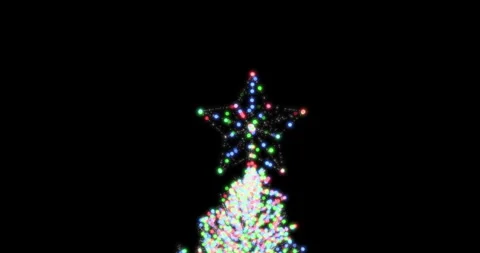 Rotating silver Christmas tree with decorations and sparkling multi-colored 스톡 동영상 258777295