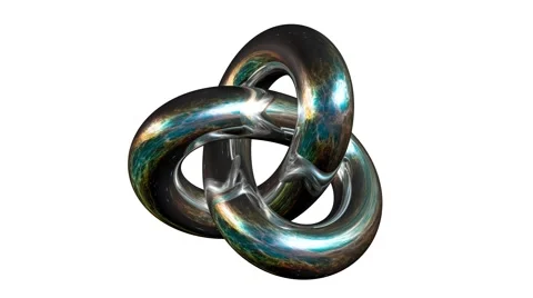 Rotating Silver Gordian Knot Sign - metal symbol isolated on white background Stock Footage 59889532