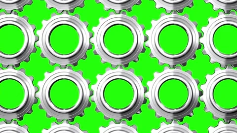 Rotating silver metal gears grid on green screen background 스톡 동영상 331766188