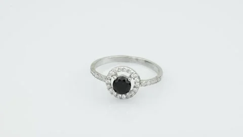 Rotating silver ring with reflection on white background. Video rotation 360. Stock Footage 291171285