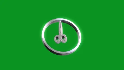 Rotating silver scissors icon inside circle isolated on green screen backgr.. Stock Footage 346499295
